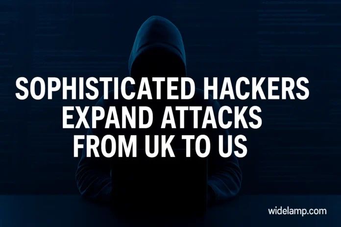Sophisticated Hackers Expand Attacks from UK to US a person in a hood with a tablet