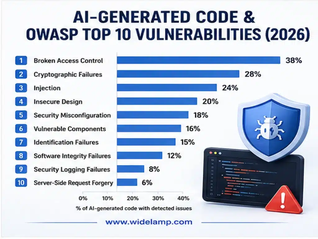 AI Coding Assistants Security Risks, Are They Creating More Cybersecurity Problems? 2 OWASP Top 10 vulnerabilities in AI generated code 2026 chart